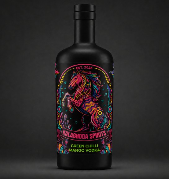 Kalaghoda Green Chilli Mango Vodka bottle